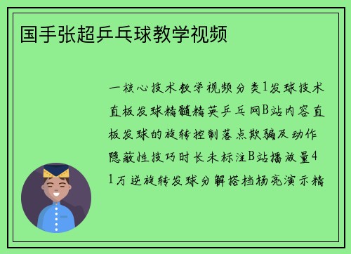 国手张超乒乓球教学视频